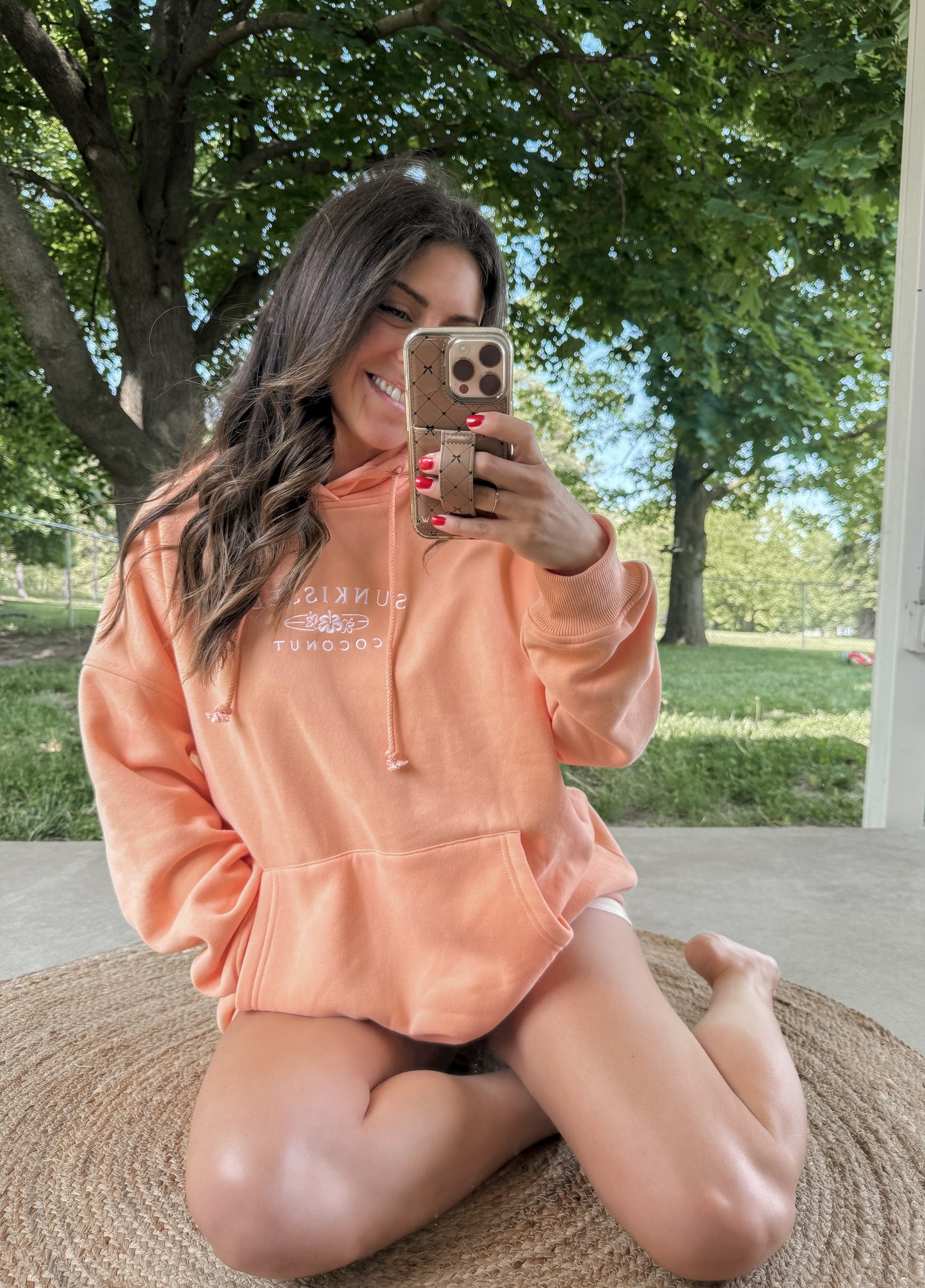 Orange Sherbet Oversized Sweatshirt Summer Pullover Made in USA