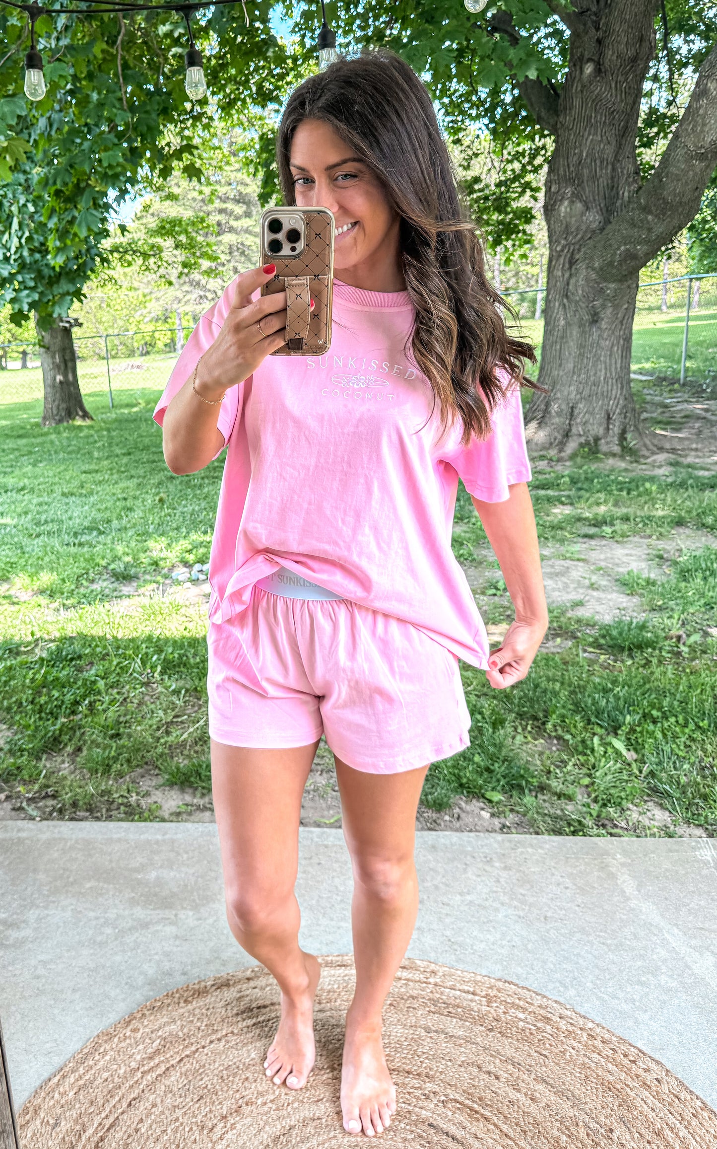 Lush Pink Basic Watercolor Shorts