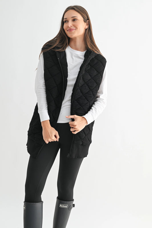 Oversized Quilted Fleece Vest