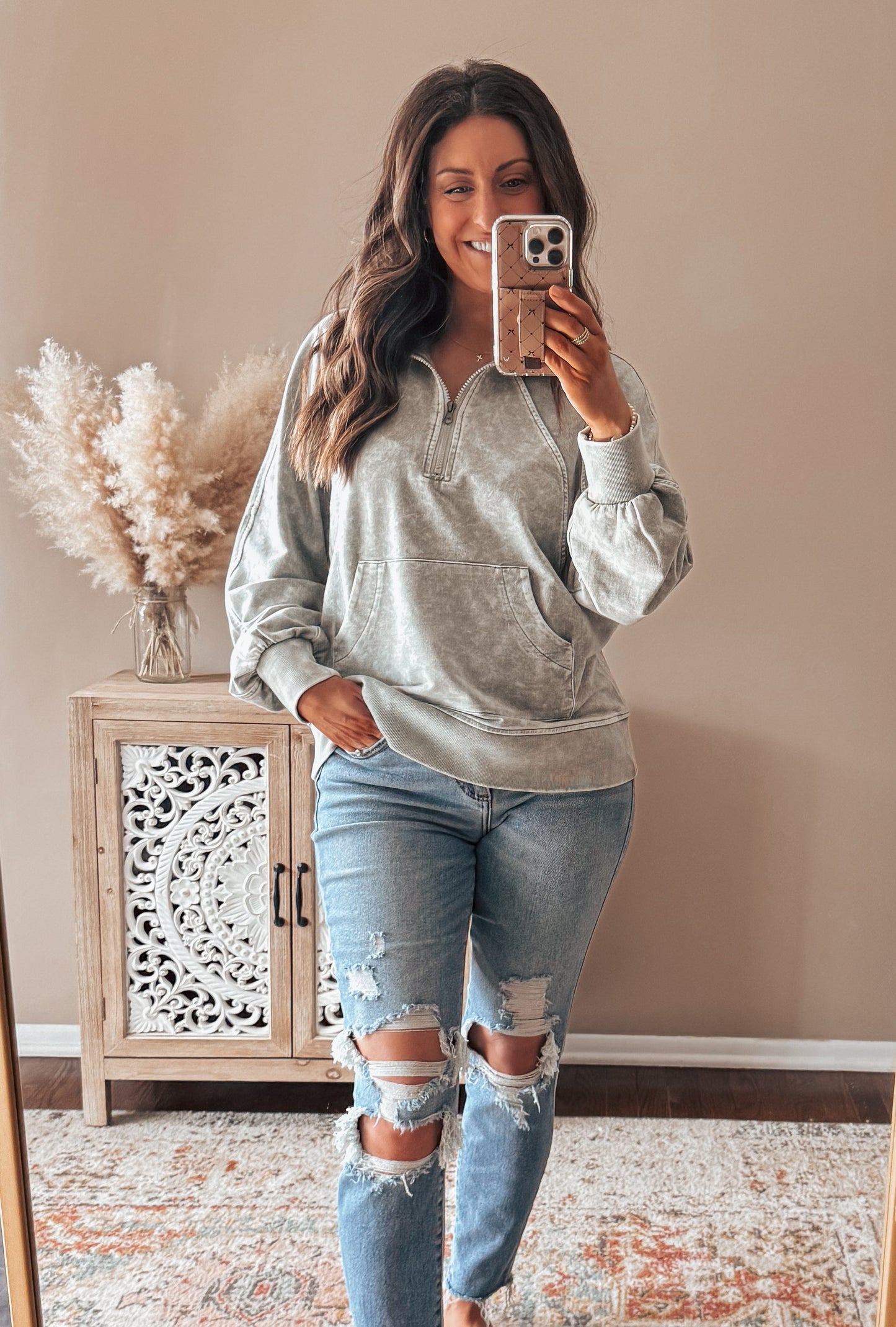 Mineral Wash Half Zip Pullover