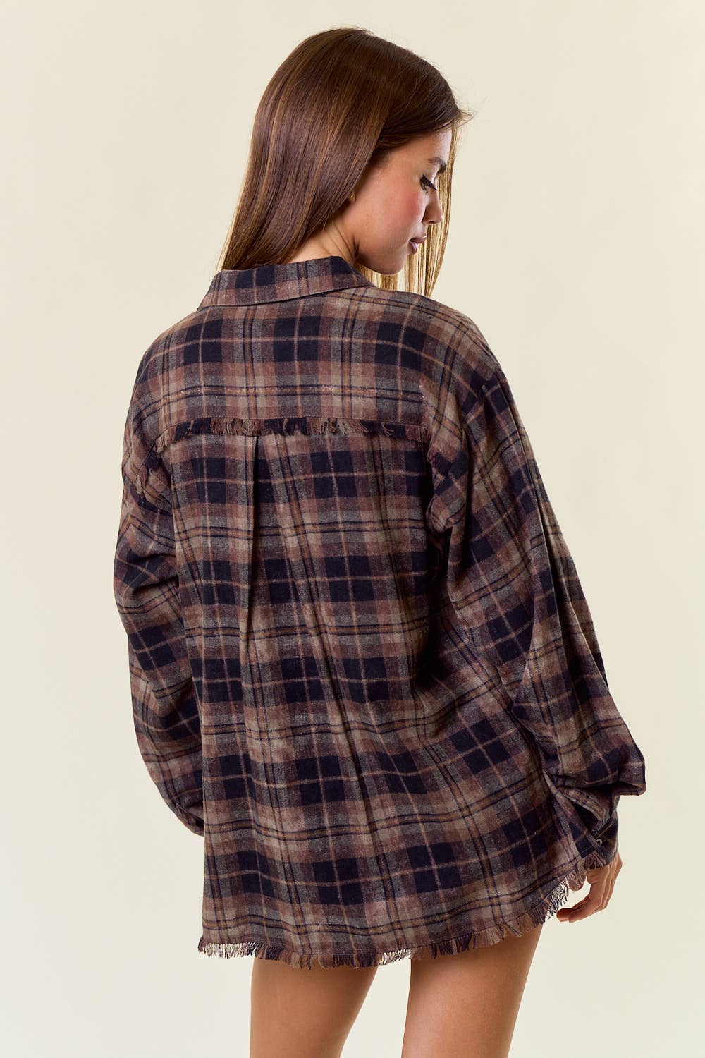 Plaid Flannel with Frayed Detail