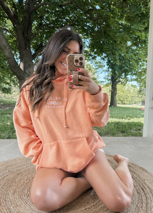Orange Sherbet Oversized Sweatshirt Summer Pullover Made in USA