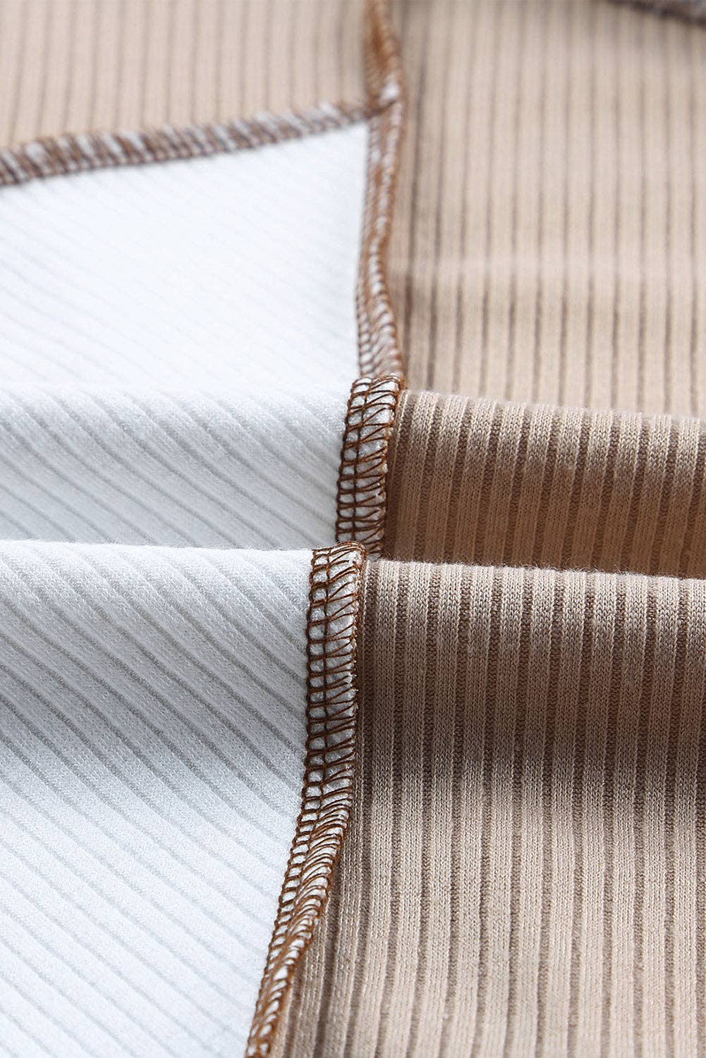 Colorblock Seamed Ribbed Knit Top