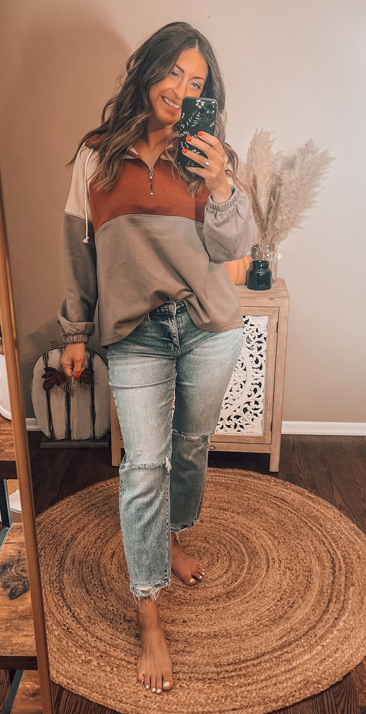 Staccato Color Block Half Zip Up