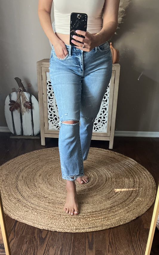 Flying Monkey High Rise Distressed Straight Jean
