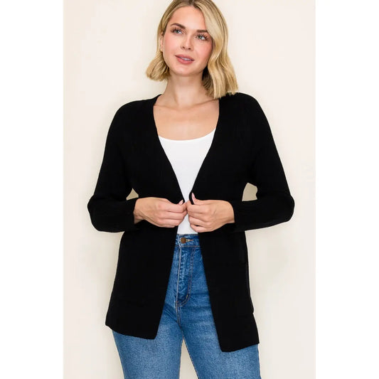 Ribbed Open Front Sweater Cardigan