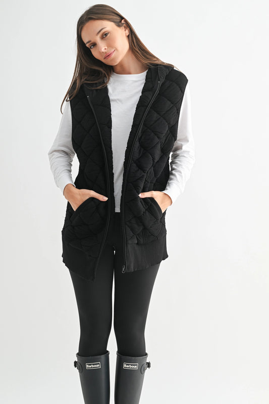 Oversized Quilted Fleece Vest